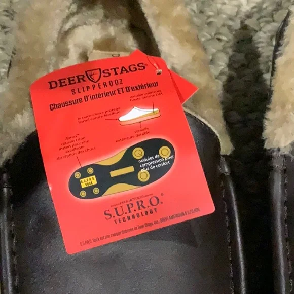 #205 Deer Stags NWT Men's Sz 11 Brown Fur-Lined Slippers - Picture 3 of 10